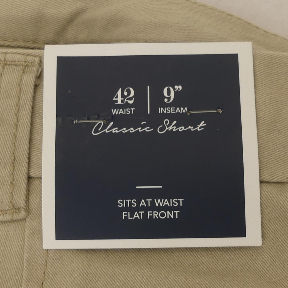 Club Room Shorts Mens 42 Khaki‎ Sand Bulldog Embroidered Flat Front Classic New - Picture 7 of 8